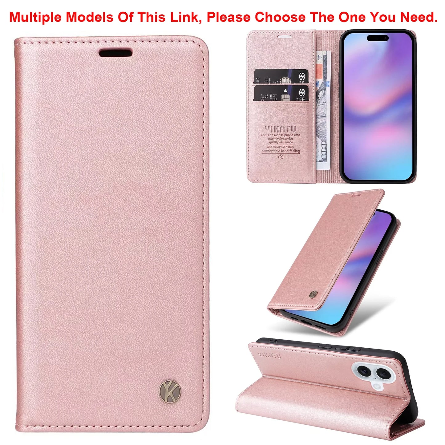 Magnetic Flip Wallet Leather Case for iPhone 17 / 16 / 15 / 14 / 13 / 12 / 11 Series – Multi‑Functional Kickstand Card Holder Cover