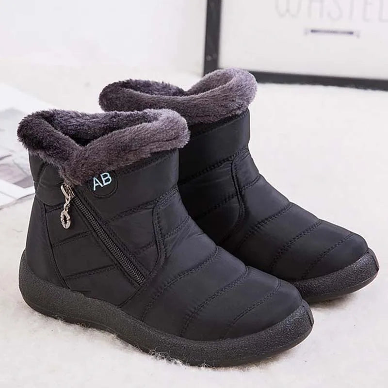Comfortable Waterproof Snow Boots for Women - Soft Fur, Zipper, Winter Boots (Botas Mujer)