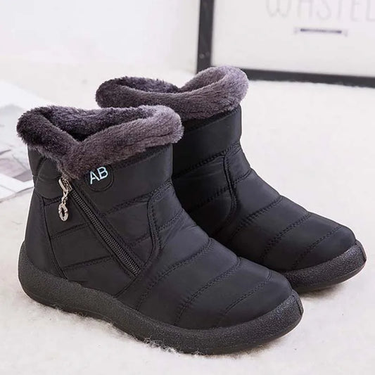 Comfortable Waterproof Snow Boots for Women - Soft Fur, Zipper, Winter Boots (Botas Mujer)