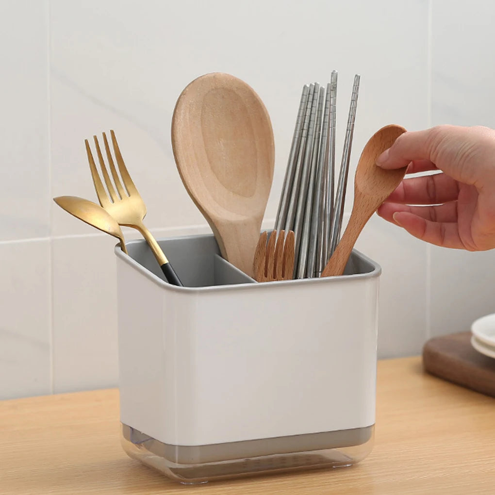 Plastic Drainer Chopstick Spoon Storage Holder Multifunctional Drain Double Layer Cutlery Knife Fork Drain Racks Kitchen Tools
