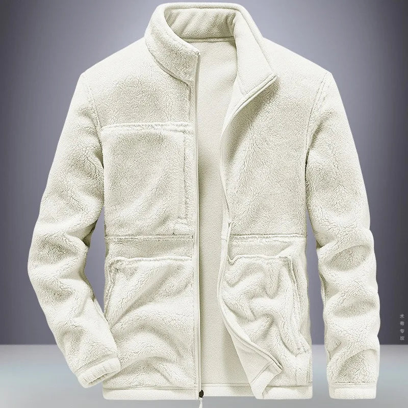 Winter Jacket for Mens, Trendy with Added Fleece and Thick Lamb Jacket, Outdoor Sportswear, Oversized Jacket