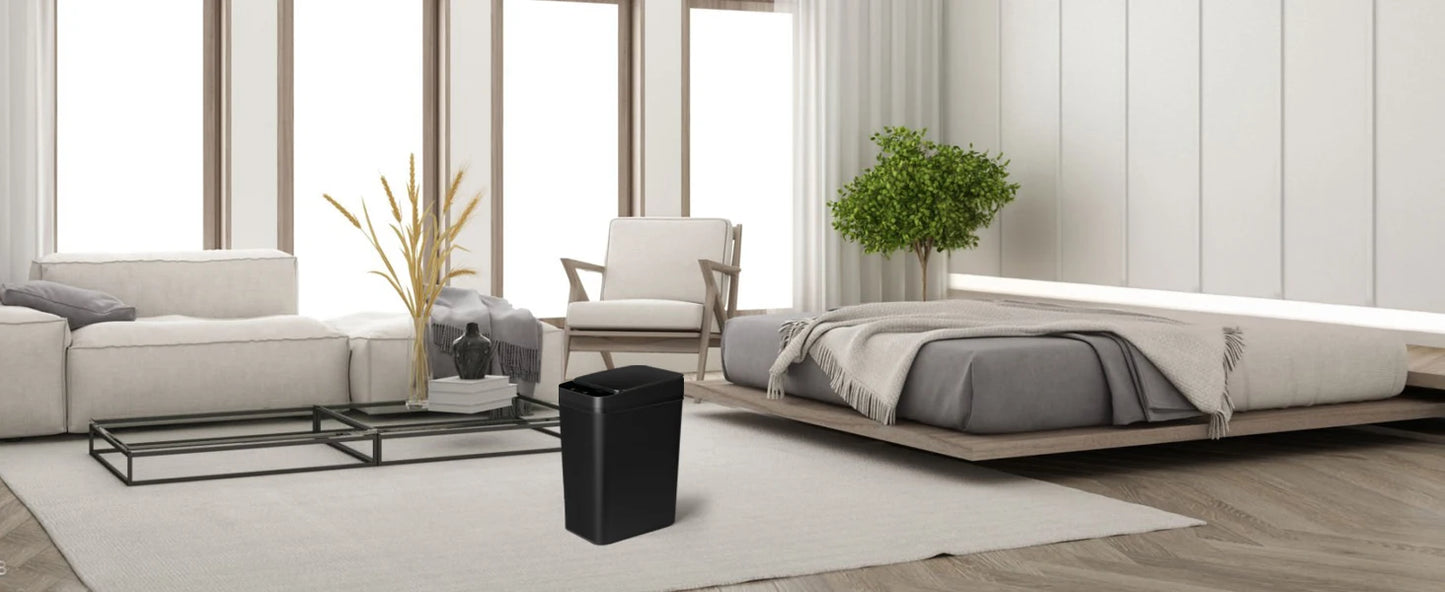 18L Black Bathroom Automatic Trash Can Touchless Smart Motion Sensor Garbage Can with Lids for Bedroom Living Room Office