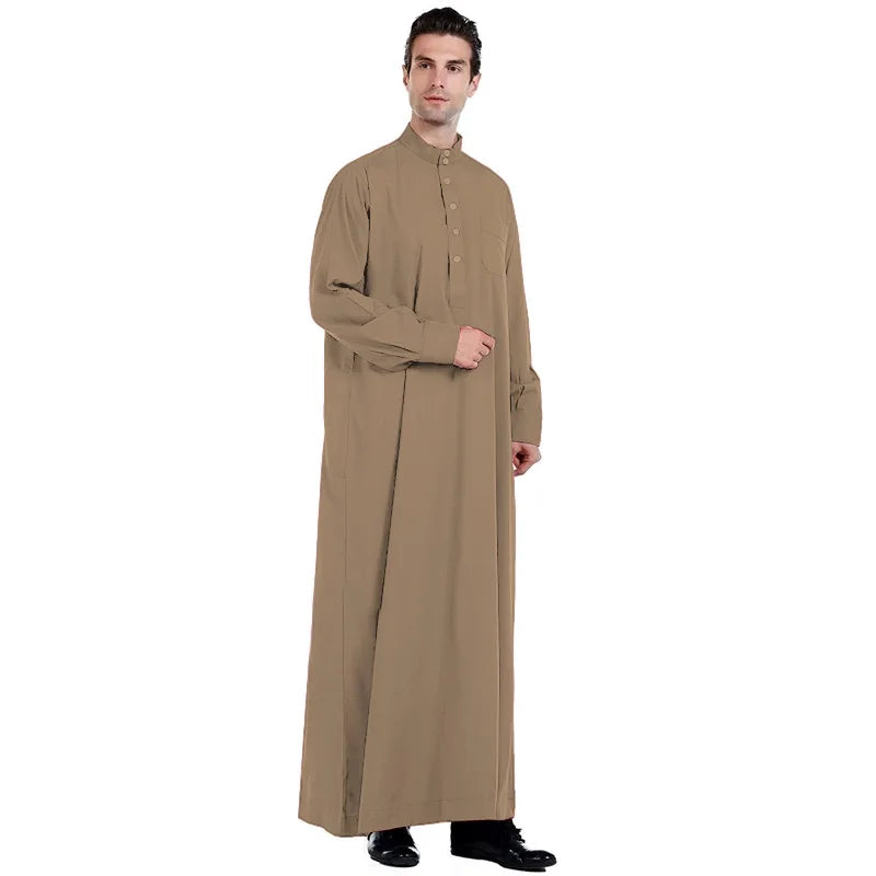 Solid Muslim Men's Robe | Kaftan, Abaya, Jubba & Qamis - Arabic & Pakistani Islamic Fashion