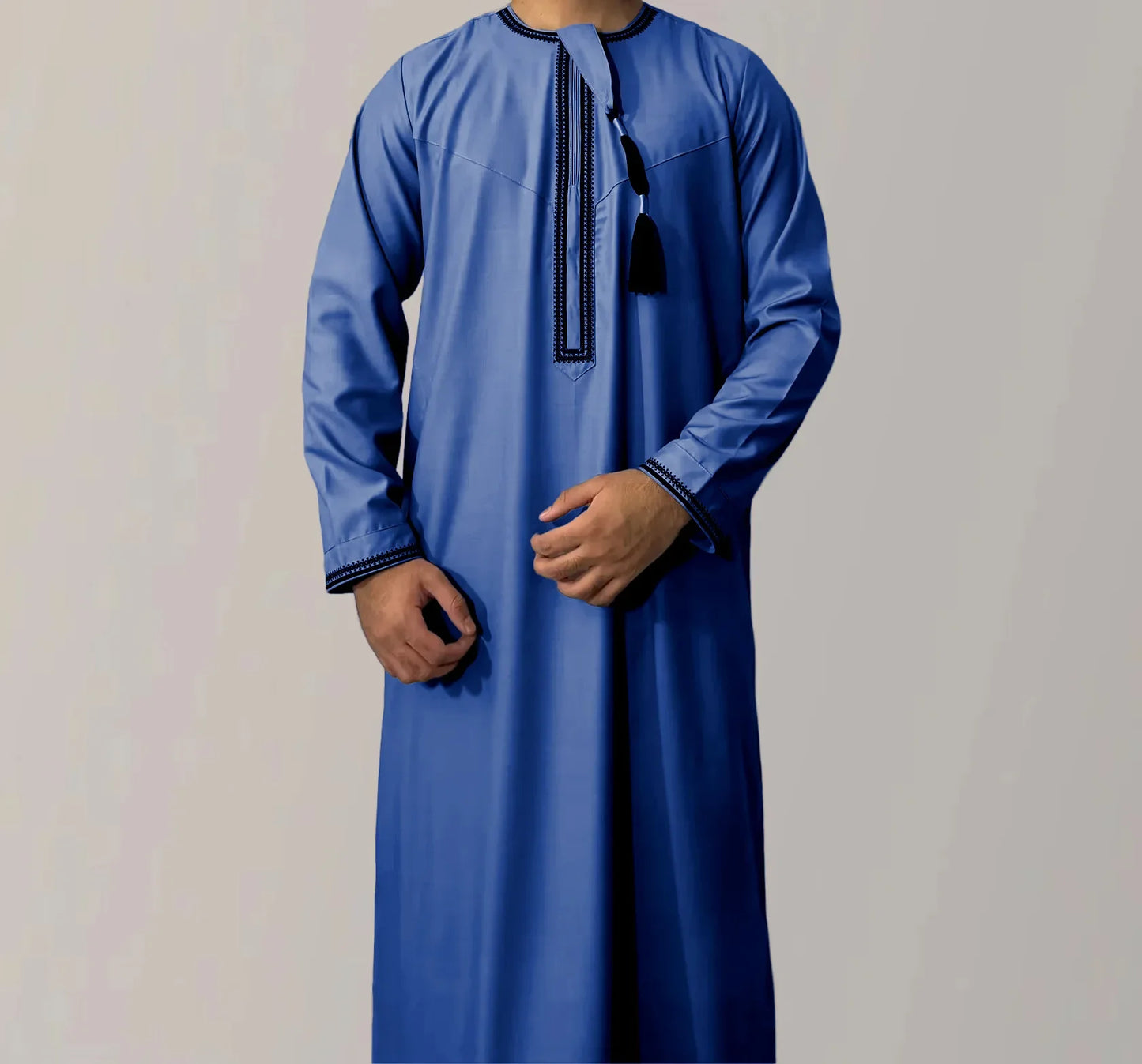 New Muslim Men's Long Sleeve Jubba Thobe | Abaya, Daffah, Kaftan, Prayer Robe - Pakistan & Saudi Arabia Inspired Islamic Clothing