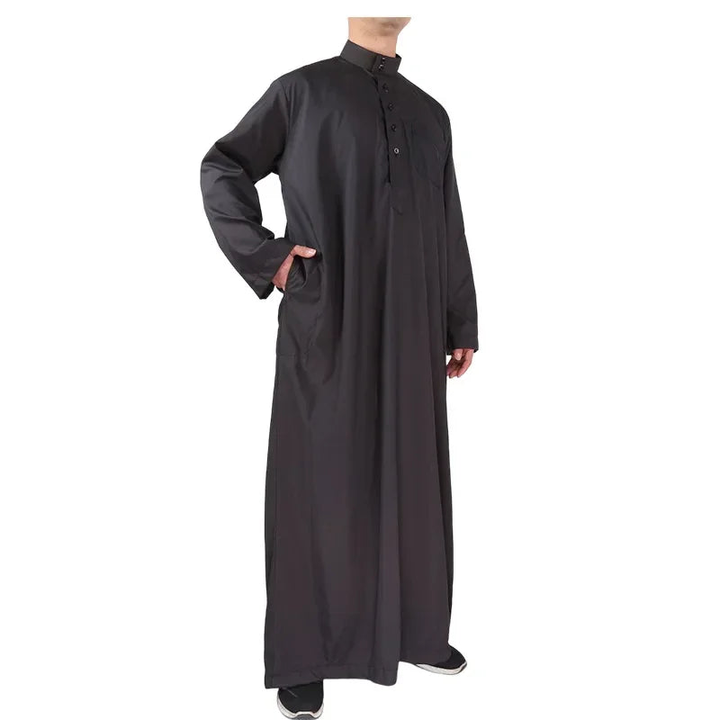 Solid Muslim Men's Robe | Kaftan, Abaya, Jubba & Qamis - Arabic & Pakistani Islamic Fashion