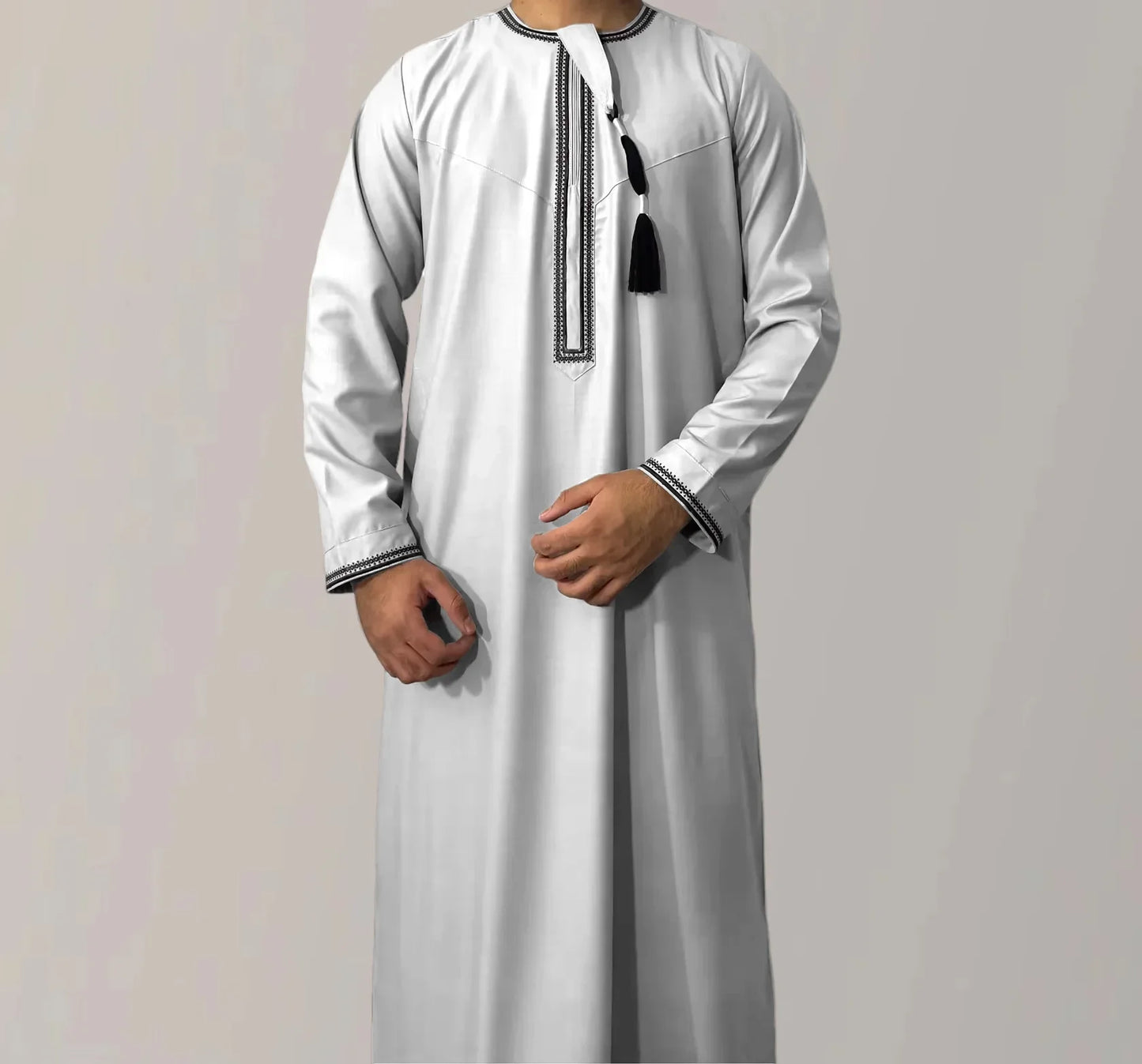 New Muslim Men's Long Sleeve Jubba Thobe | Abaya, Daffah, Kaftan, Prayer Robe - Pakistan & Saudi Arabia Inspired Islamic Clothing