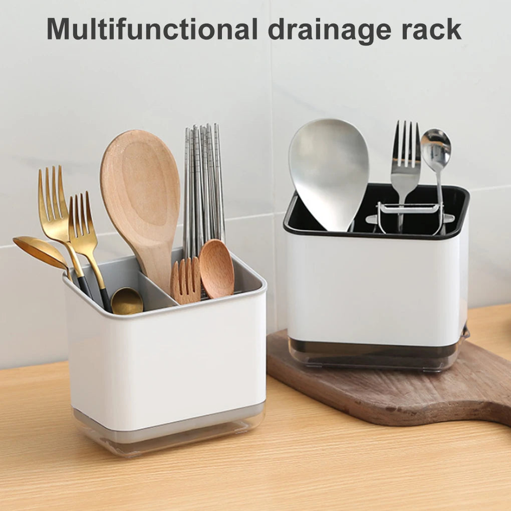 Plastic Drainer Chopstick Spoon Storage Holder Multifunctional Drain Double Layer Cutlery Knife Fork Drain Racks Kitchen Tools