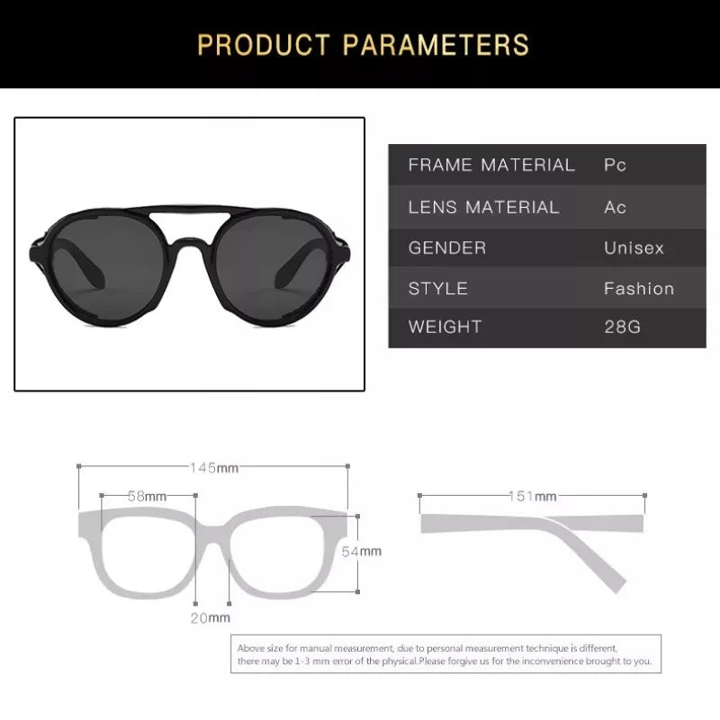 CRSD 2022 Retro Round Steampunk Sunglasses Vintage Brand Design Men Women Vintage Sun Glasses UV400 Shades Eyewear Oculos De Sol