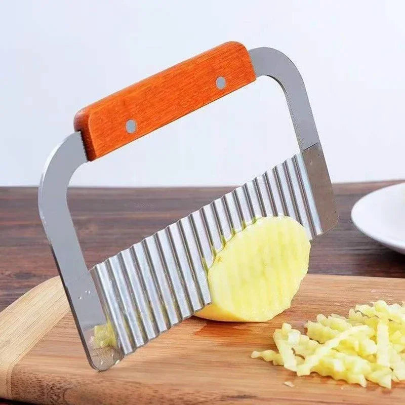 Wavy Potato Cutter - Stainless Steel Crinkle Vegetable Knife