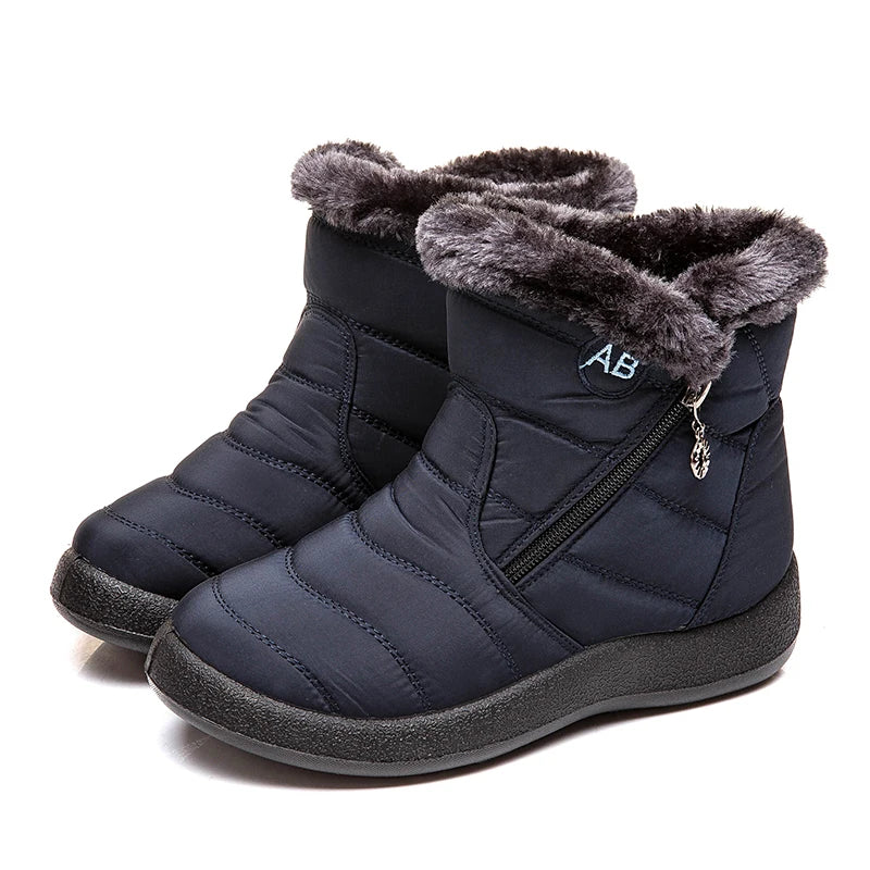 Comfortable Waterproof Snow Boots for Women - Soft Fur, Zipper, Winter Boots (Botas Mujer)