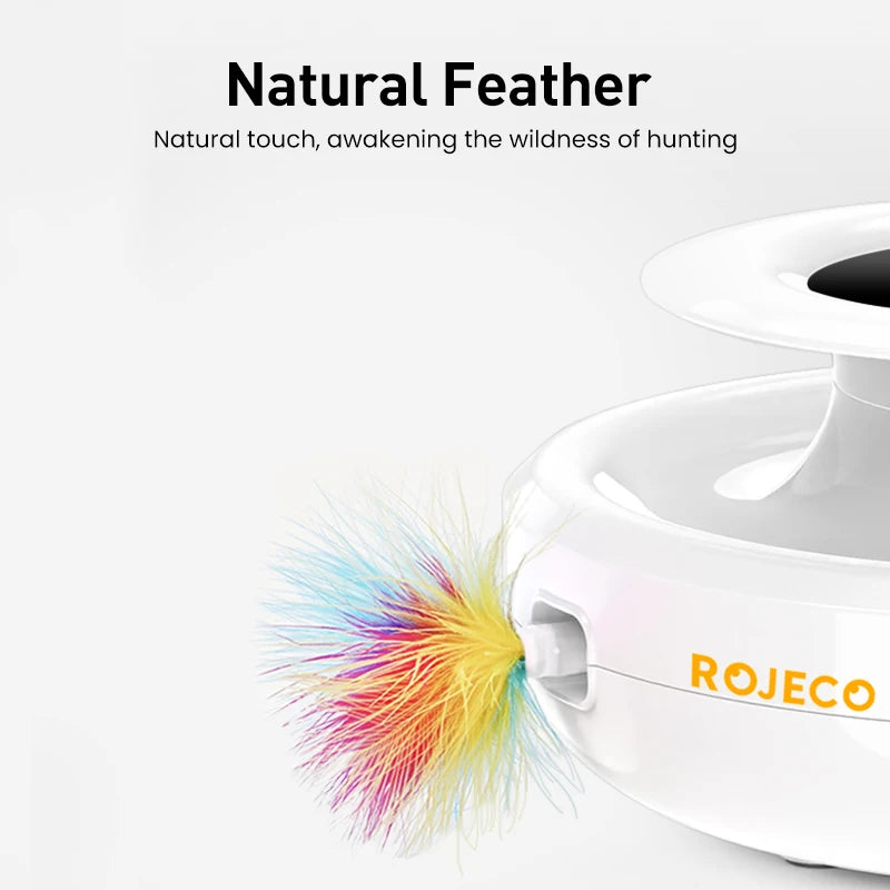 ROJECO 2-in-1 Smart Cat Toy: Automatic Feather Ball with 5 Modes for Interactive Fun