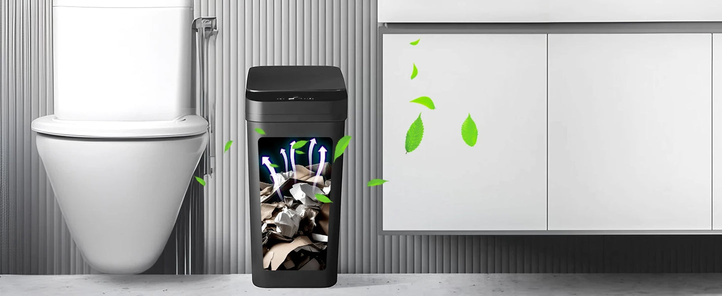 18L Black Bathroom Automatic Trash Can Touchless Smart Motion Sensor Garbage Can with Lids for Bedroom Living Room Office