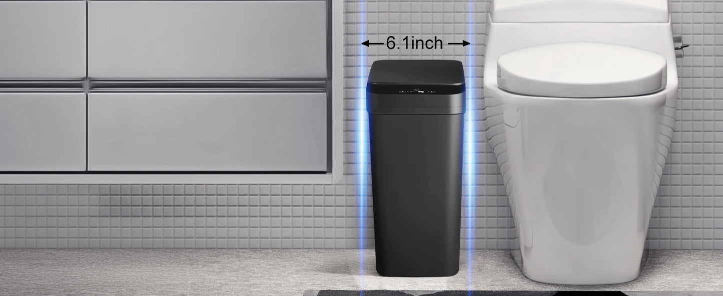 18L Black Bathroom Automatic Trash Can Touchless Smart Motion Sensor Garbage Can with Lids for Bedroom Living Room Office