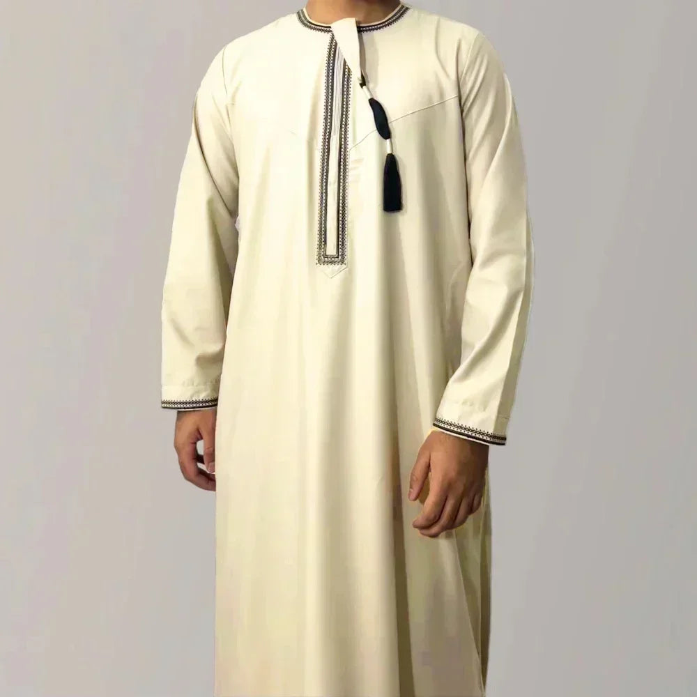 New Muslim Men's Long Sleeve Jubba Thobe | Abaya, Daffah, Kaftan, Prayer Robe - Pakistan & Saudi Arabia Inspired Islamic Clothing