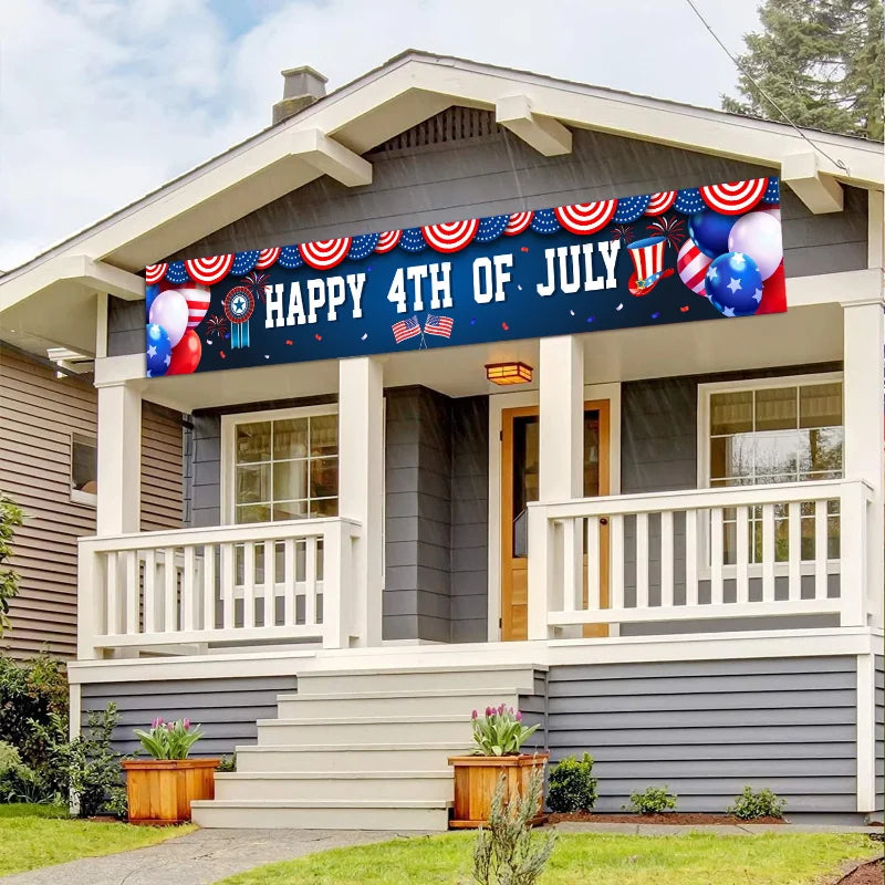 Happy 4th of July Banner Backdrop Independence Day Sign Freedom Banner American Patriotic Party Decor Memorial Day Part Supplies