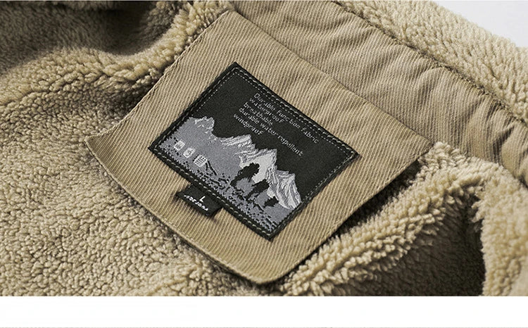 Winter Fleece-lined Denim Jacket Men's High Quality Thickened Lambswool Warm Parka Outdoor Hiking Camping Cold-proof Work Coat