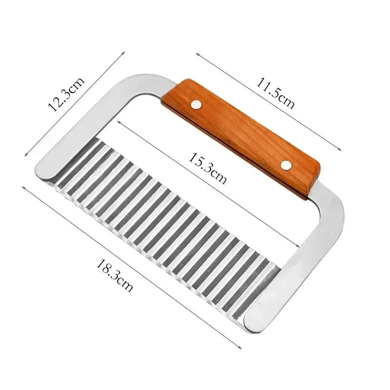 Wavy Potato Cutter - Stainless Steel Crinkle Vegetable Knife