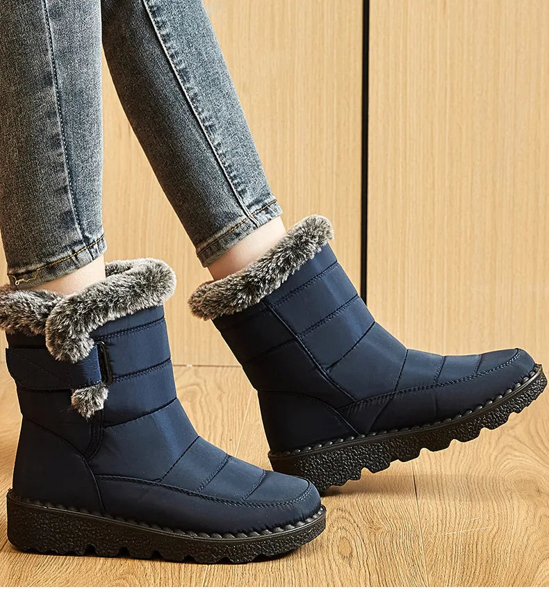 2024 Trend: Women's Winter Boots - Ankle Height, Low Heels, Waterproof, Fur-Lined Snow Boots (Botas Mujer)