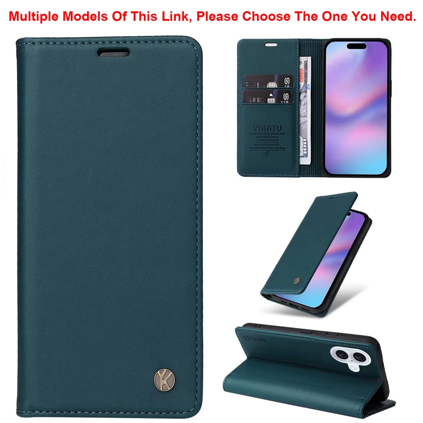 Magnetic Flip Wallet Leather Case for iPhone 17 / 16 / 15 / 14 / 13 / 12 / 11 Series – Multi‑Functional Kickstand Card Holder Cover