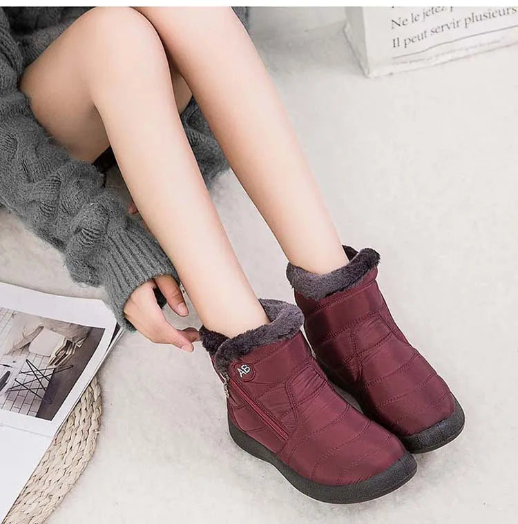 Comfortable Waterproof Snow Boots for Women - Soft Fur, Zipper, Winter Boots (Botas Mujer)