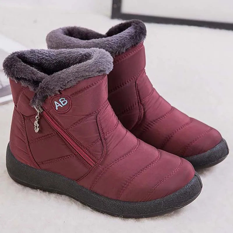 Comfortable Waterproof Snow Boots for Women - Soft Fur, Zipper, Winter Boots (Botas Mujer)