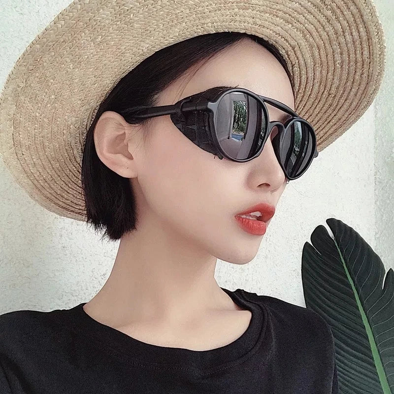 CRSD 2022 Retro Round Steampunk Sunglasses Vintage Brand Design Men Women Vintage Sun Glasses UV400 Shades Eyewear Oculos De Sol