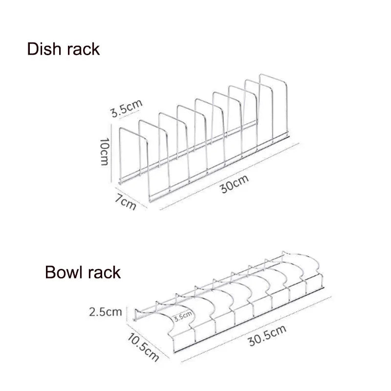 Stainless Steel Kitchen Organizer: A sleek dish holder for organizing cutlery, dishes, and pot lids at home