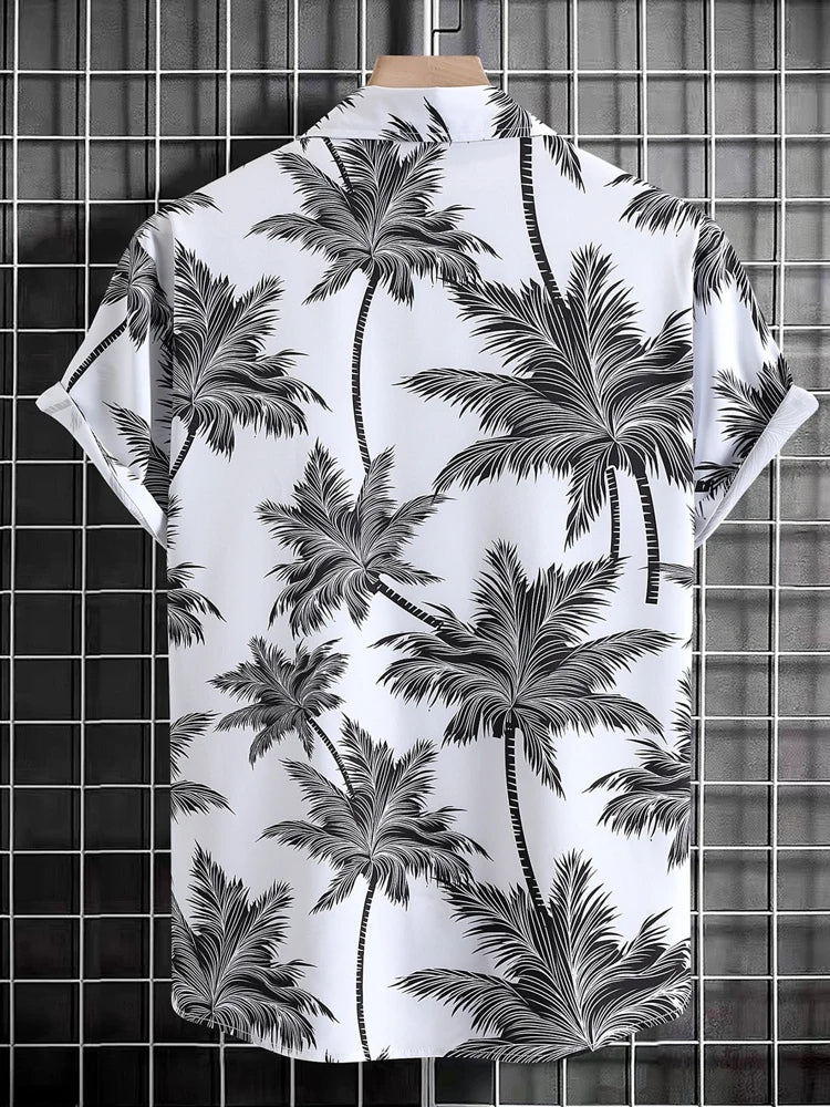 ZAFUL Men's Hawaiian Shirt: Tropical Coconut Tree Print, Short Sleeve, Summer Beach Casual Button-Up Vacation Top (Z5037732)