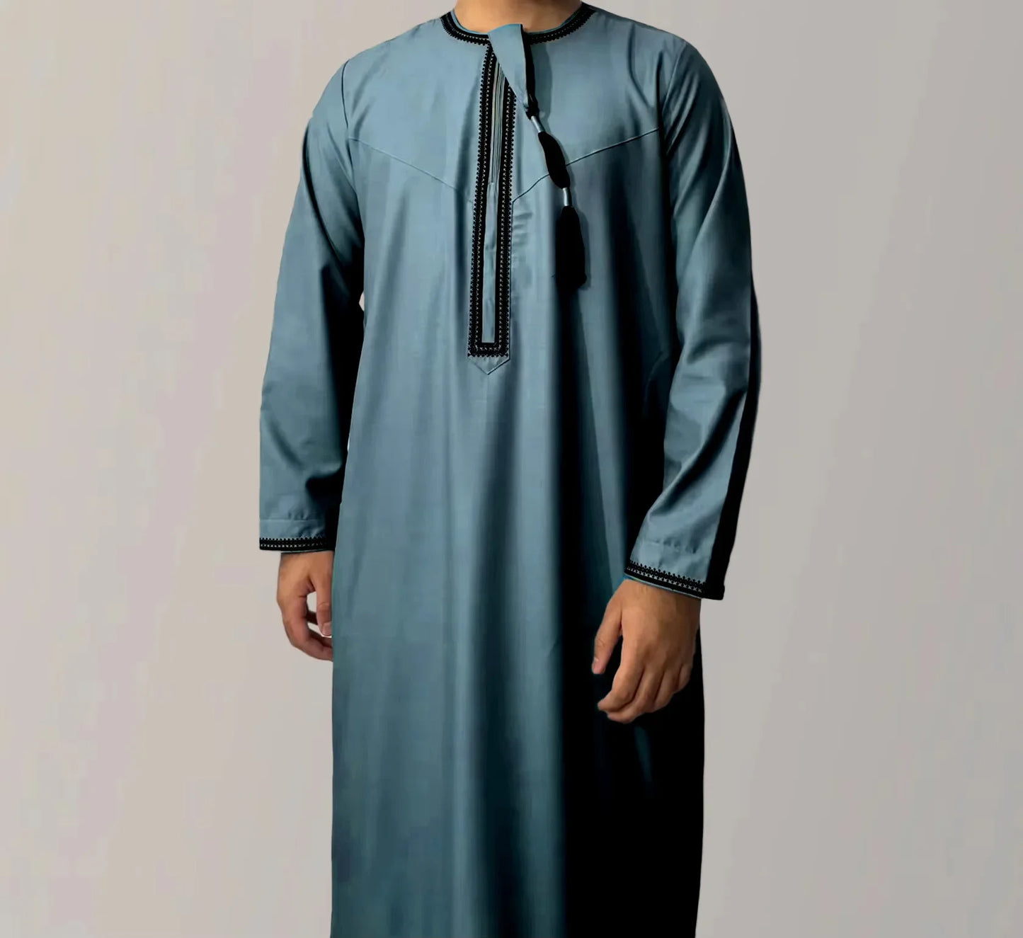 New Muslim Men's Long Sleeve Jubba Thobe | Abaya, Daffah, Kaftan, Prayer Robe - Pakistan & Saudi Arabia Inspired Islamic Clothing