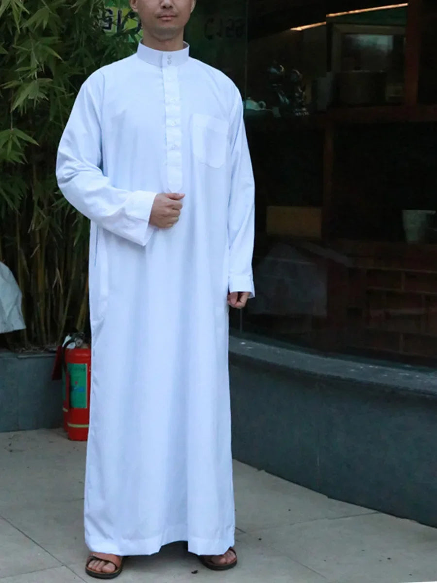 Solid Muslim Men's Robe | Kaftan, Abaya, Jubba & Qamis - Arabic & Pakistani Islamic Fashion