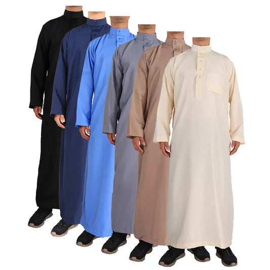 Solid Muslim Men's Robe | Kaftan, Abaya, Jubba & Qamis - Arabic & Pakistani Islamic Fashion