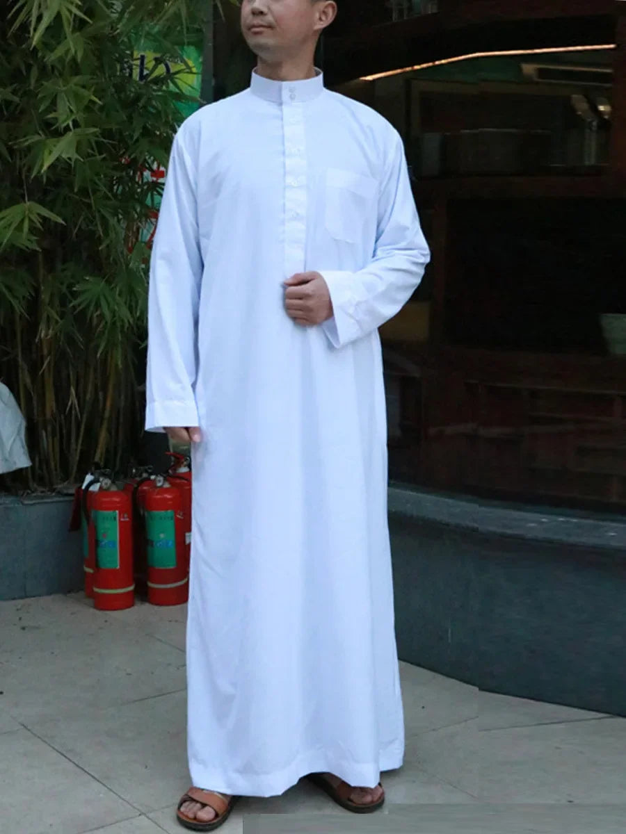 Solid Muslim Men's Robe | Kaftan, Abaya, Jubba & Qamis - Arabic & Pakistani Islamic Fashion