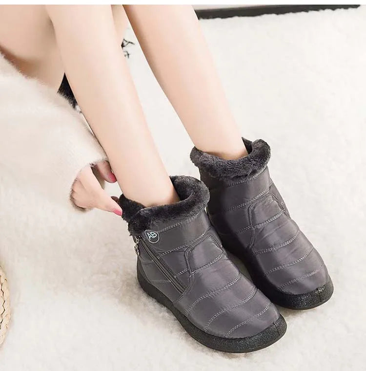Comfortable Waterproof Snow Boots for Women - Soft Fur, Zipper, Winter Boots (Botas Mujer)