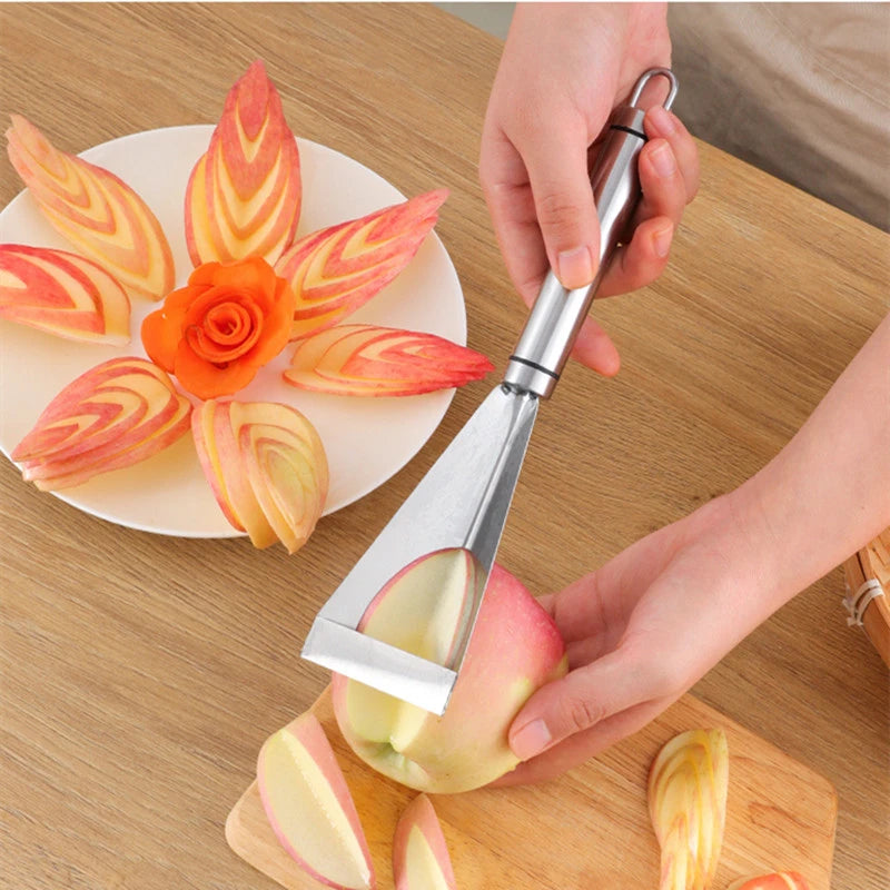 Anti Slip Stainless Steel Fruit Carving Knife, Platter Decoration, Vegetable Cutting Slicer, Triangular Kitchen Food Carve Tool