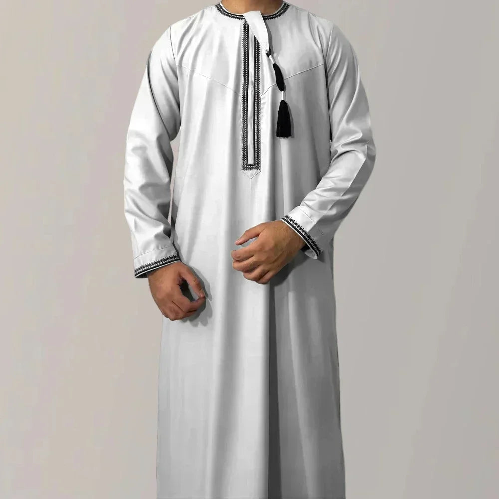 New Muslim Men's Long Sleeve Jubba Thobe | Abaya, Daffah, Kaftan, Prayer Robe - Pakistan & Saudi Arabia Inspired Islamic Clothing