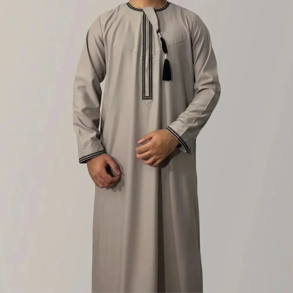 New Muslim Men's Long Sleeve Jubba Thobe | Abaya, Daffah, Kaftan, Prayer Robe - Pakistan & Saudi Arabia Inspired Islamic Clothing