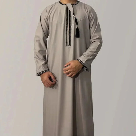 New Muslim Men's Long Sleeve Jubba Thobe | Abaya, Daffah, Kaftan, Prayer Robe - Pakistan & Saudi Arabia Inspired Islamic Clothing