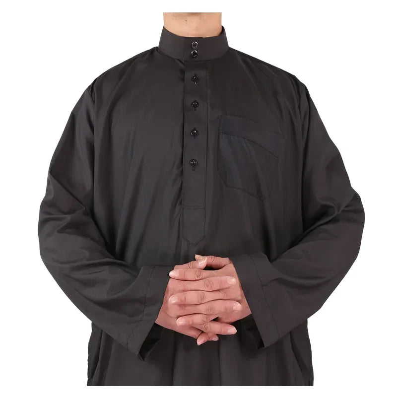 Solid Muslim Men's Robe | Kaftan, Abaya, Jubba & Qamis - Arabic & Pakistani Islamic Fashion