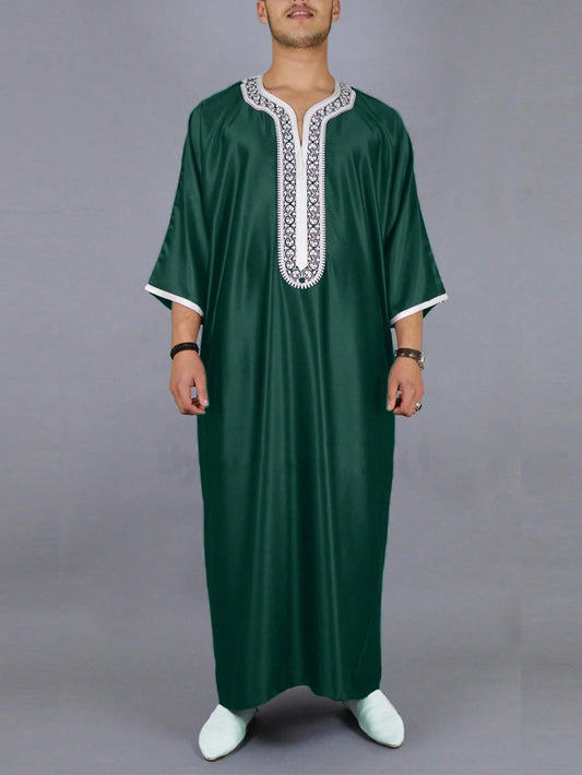 New Muslim Embroidered Moroccan Robes – Traditional Casual Wear for Men