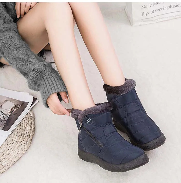 Comfortable Waterproof Snow Boots for Women - Soft Fur, Zipper, Winter Boots (Botas Mujer)