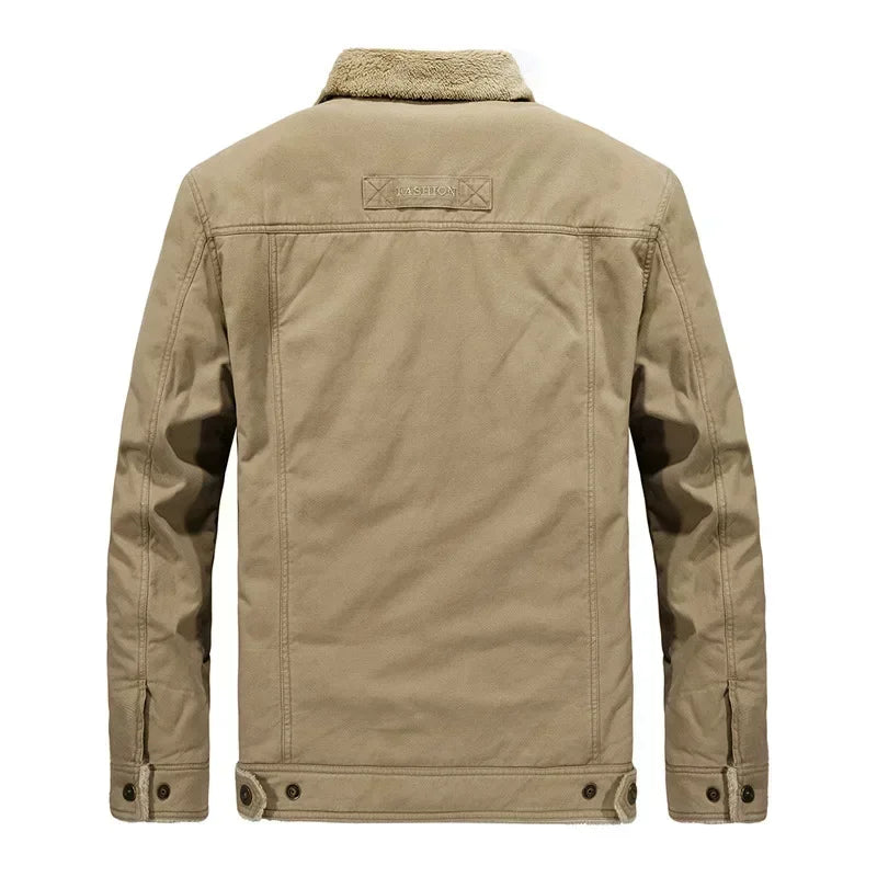 Winter Fleece-lined Denim Jacket Men's High Quality Thickened Lambswool Warm Parka Outdoor Hiking Camping Cold-proof Work Coat