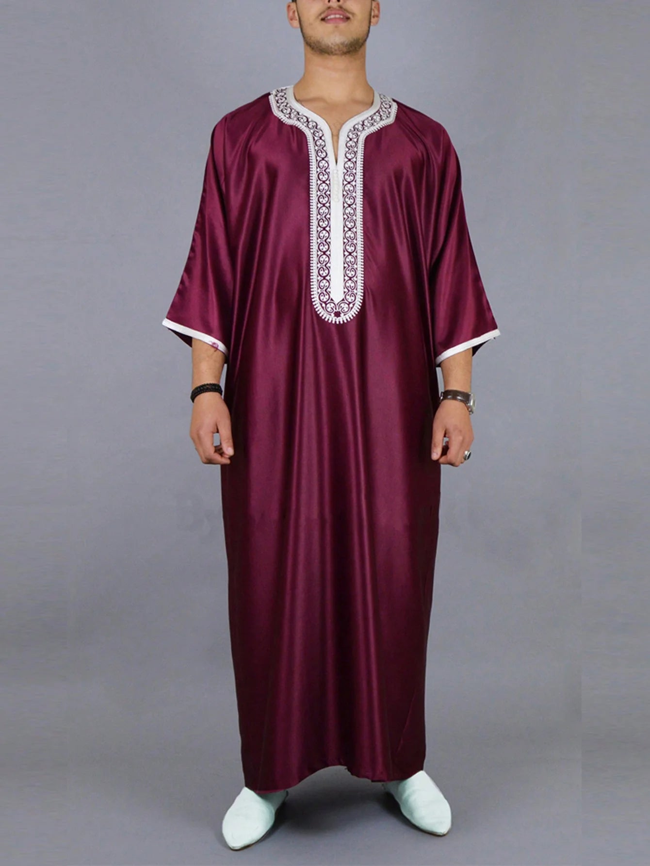 New Muslim Embroidered Moroccan Robes – Traditional Casual Wear for Men