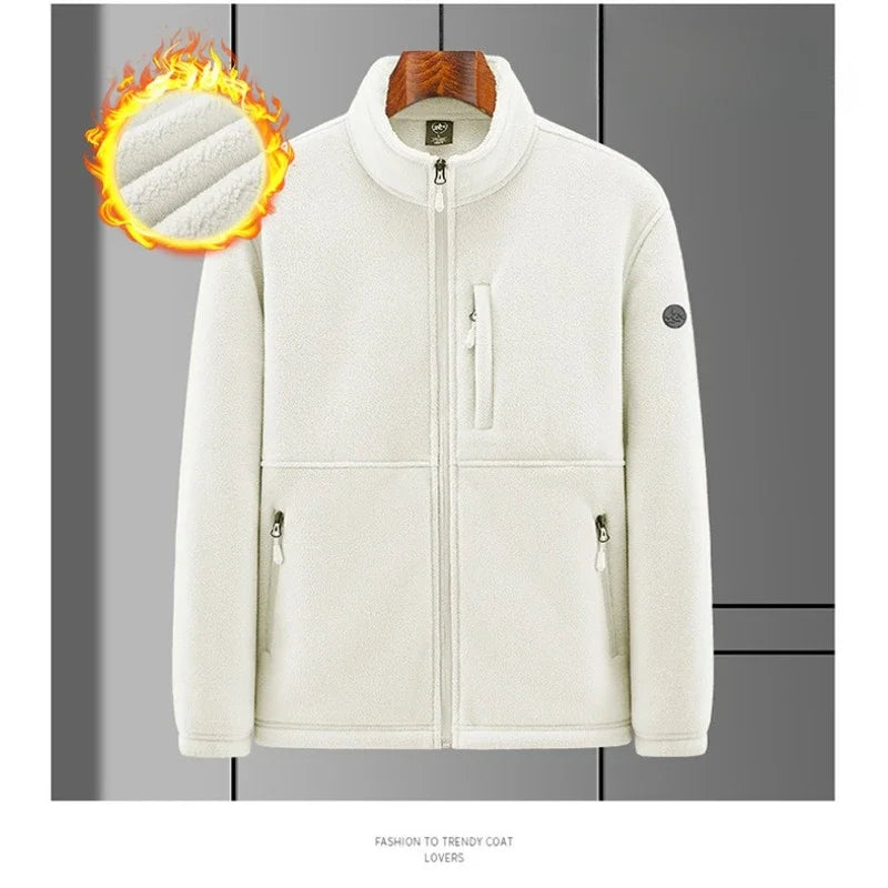 Winter Jacket for Mens, Trendy with Added Fleece and Thick Lamb Jacket, Outdoor Sportswear, Oversized Jacket