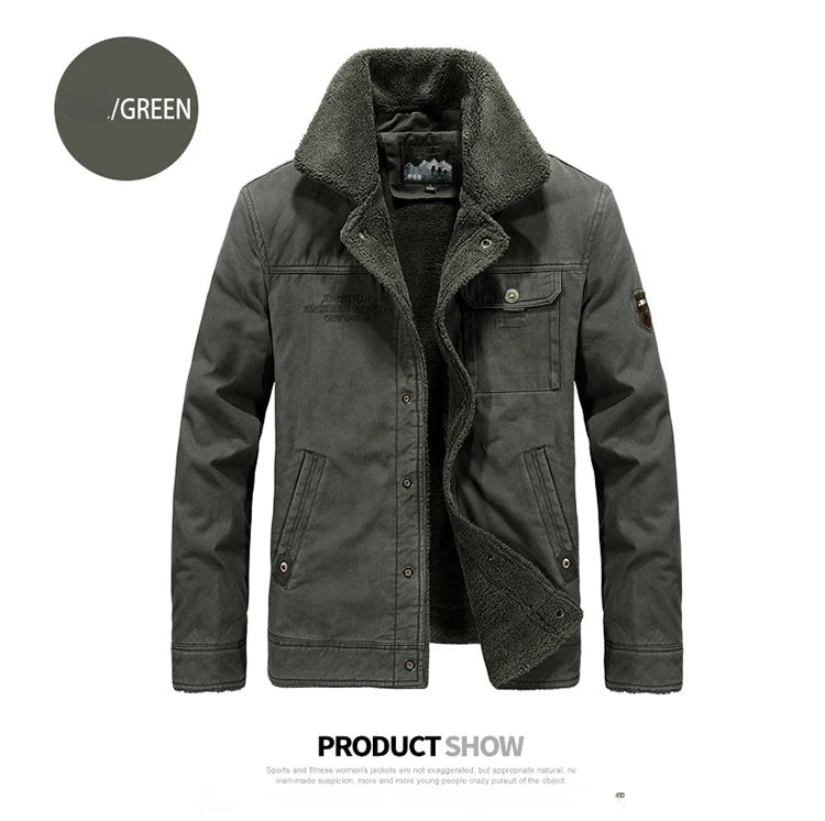 Winter Fleece-lined Denim Jacket Men's High Quality Thickened Lambswool Warm Parka Outdoor Hiking Camping Cold-proof Work Coat