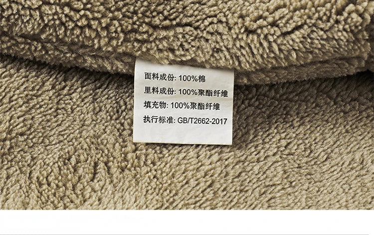 Winter Fleece-lined Denim Jacket Men's High Quality Thickened Lambswool Warm Parka Outdoor Hiking Camping Cold-proof Work Coat