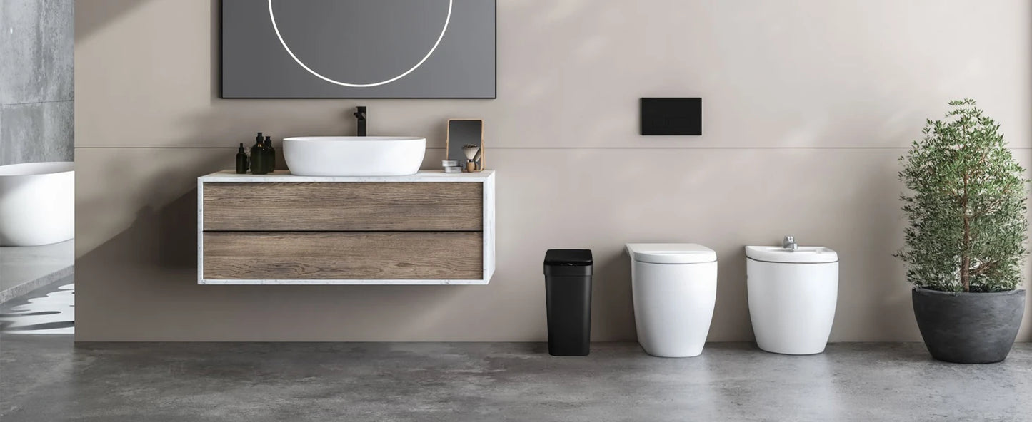 18L Black Bathroom Automatic Trash Can Touchless Smart Motion Sensor Garbage Can with Lids for Bedroom Living Room Office