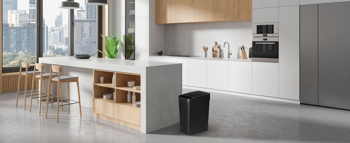 18L Black Bathroom Automatic Trash Can Touchless Smart Motion Sensor Garbage Can with Lids for Bedroom Living Room Office