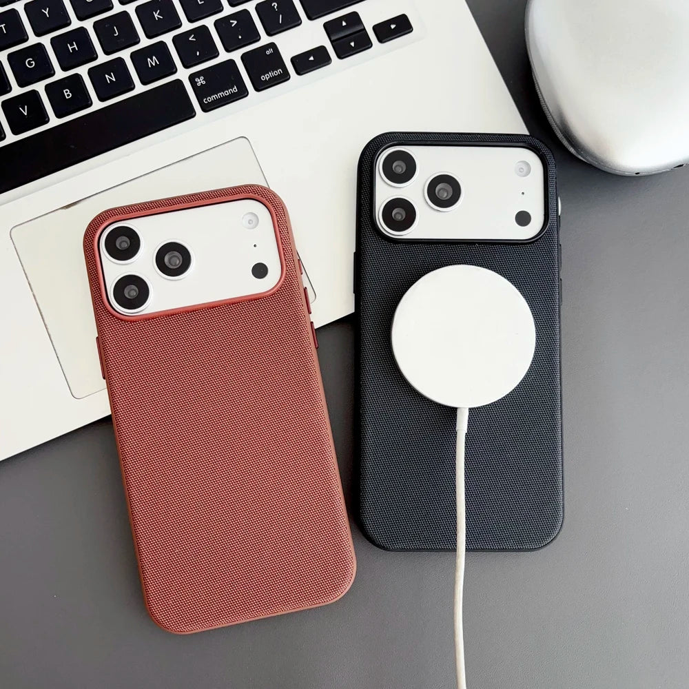 Magnetic TechWoven Case for iPhone 17 / Air / 16 / 15 / 14 / 13 Pro Max – MagSafe Compatible Shockproof Cover