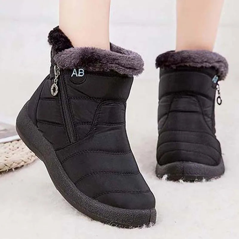Comfortable Waterproof Snow Boots for Women - Soft Fur, Zipper, Winter Boots (Botas Mujer)