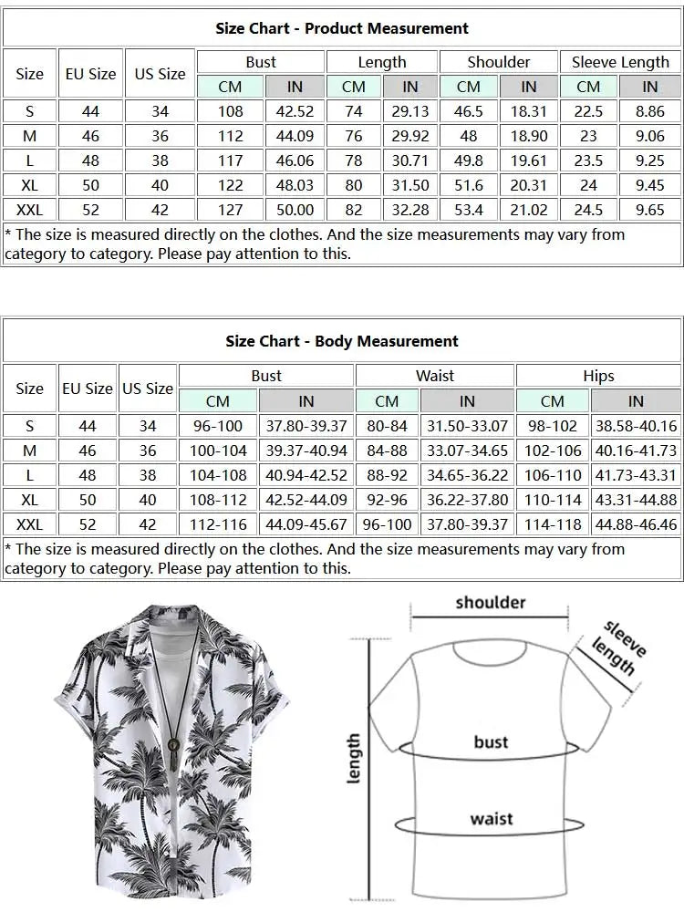 ZAFUL Men's Hawaiian Shirt: Tropical Coconut Tree Print, Short Sleeve, Summer Beach Casual Button-Up Vacation Top (Z5037732)